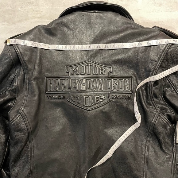 Vintage 80s 90s Harley Davidson Authentic Leather Biker Jacket Embossed Logo - Picture 16 of 16